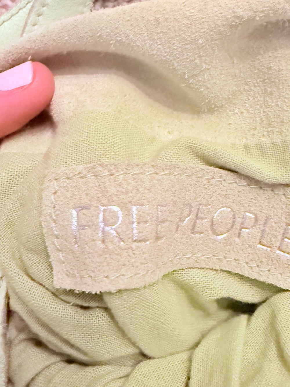Free People Suki Mini Tote Green 100% Genuine Leather Suede Crossbody Bag